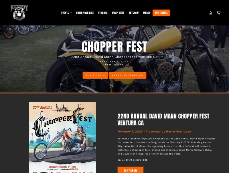 ChopperFest Shopify store homepage