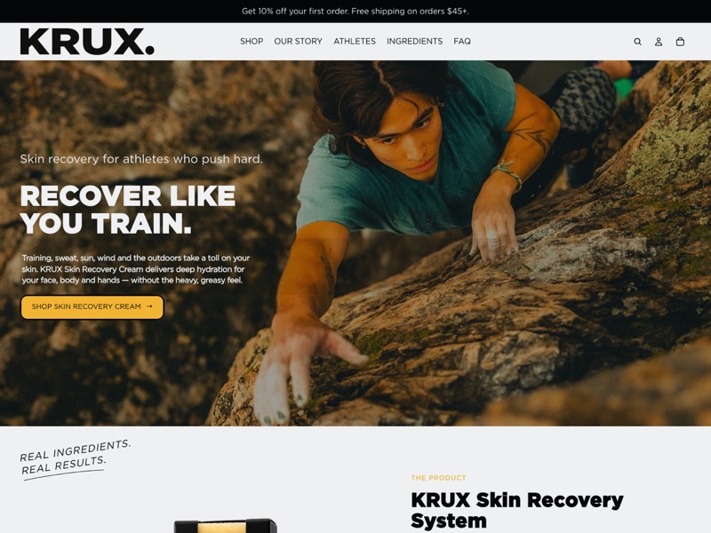 KRUX Shopify store homepage