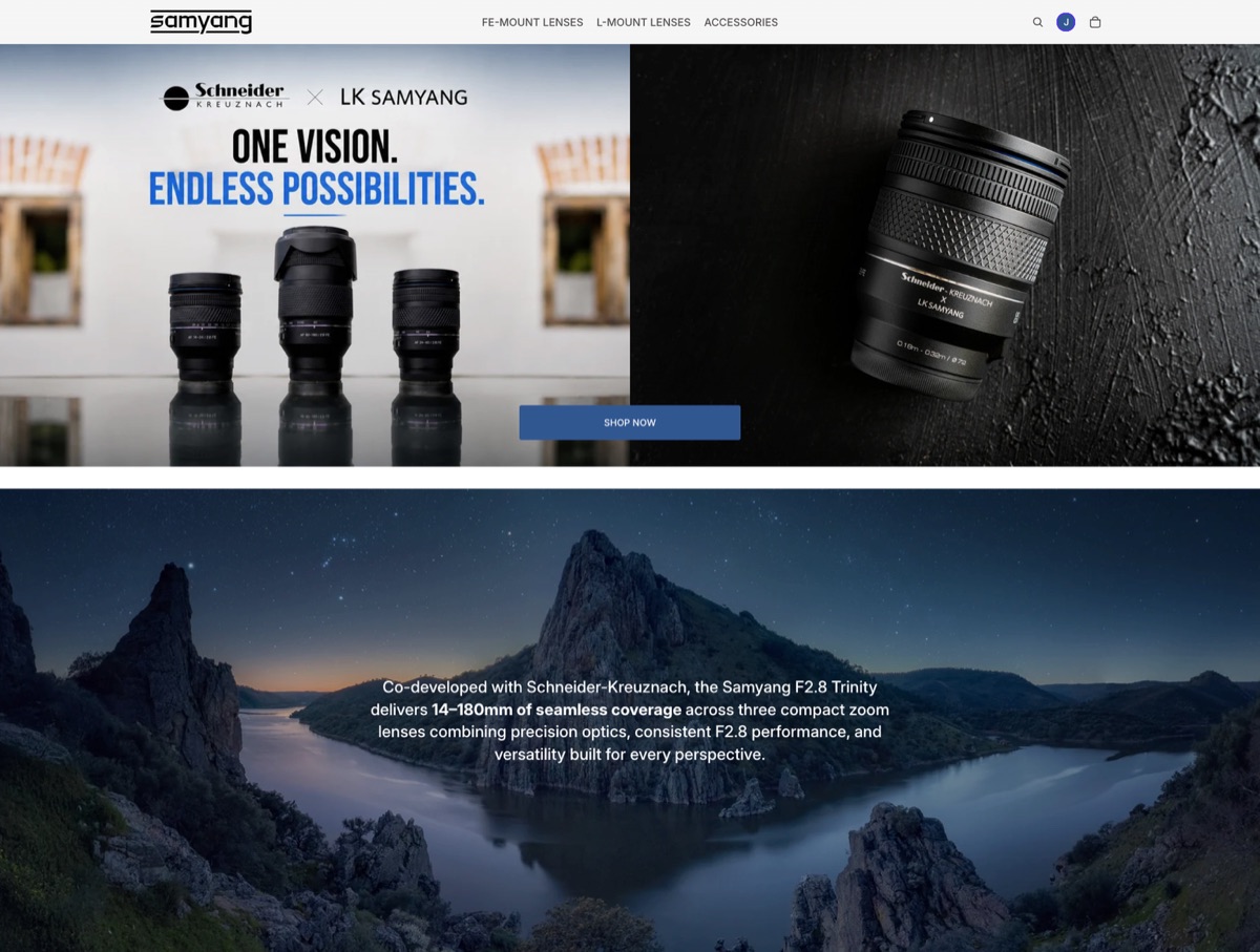 Samyang Shopify store homepage